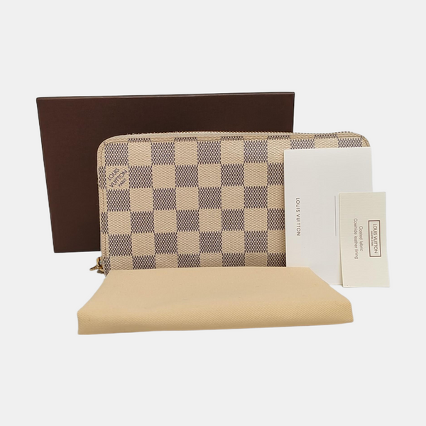 ZIPPY Damier Azur Coated Canvas White Wallet