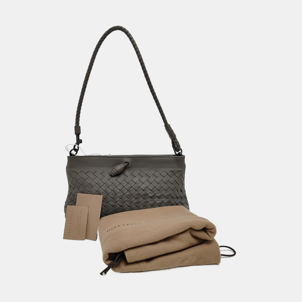 Lambskin Top Handle Bag Gray