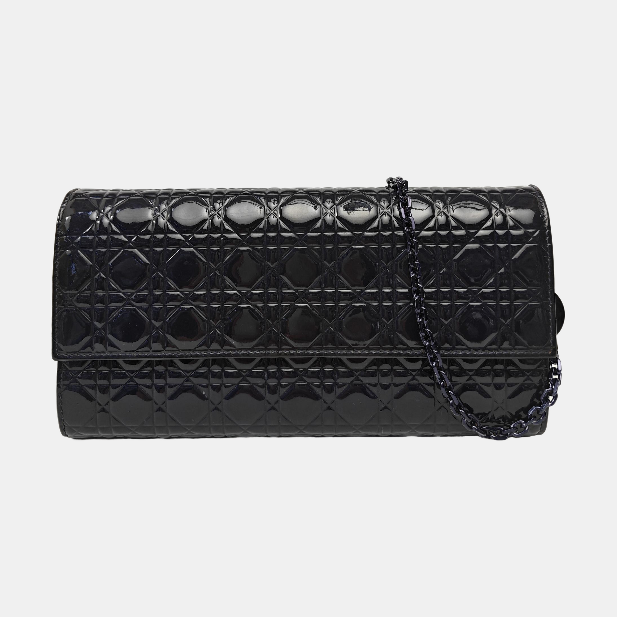 Lady Dior Small Cannage Patent Leather Blue