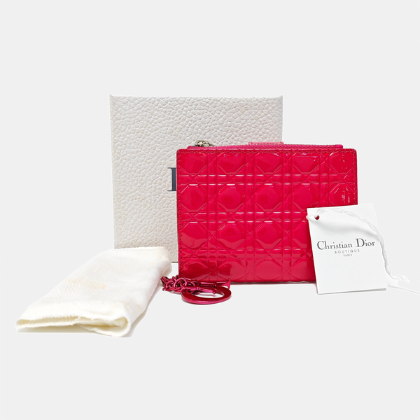 Lady Dior Super Mini Cannage Lambskin Red Wallet