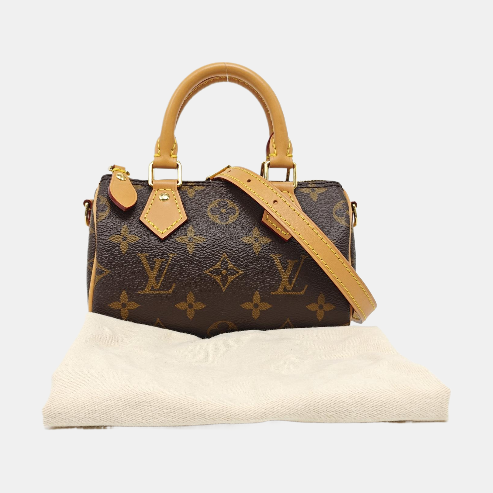 Authenticated pre-owned  SPEEDY Nano Monogram Coated Canvas Brown - Shoulder Bag at Looply