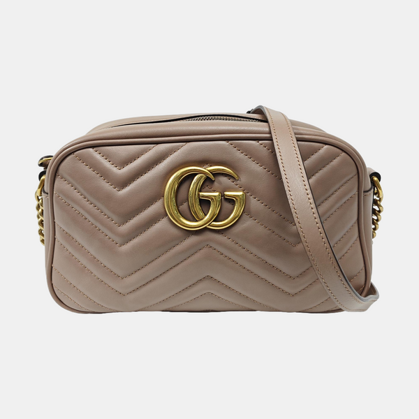 GG Marmont Small Quilted Calfskin Beige