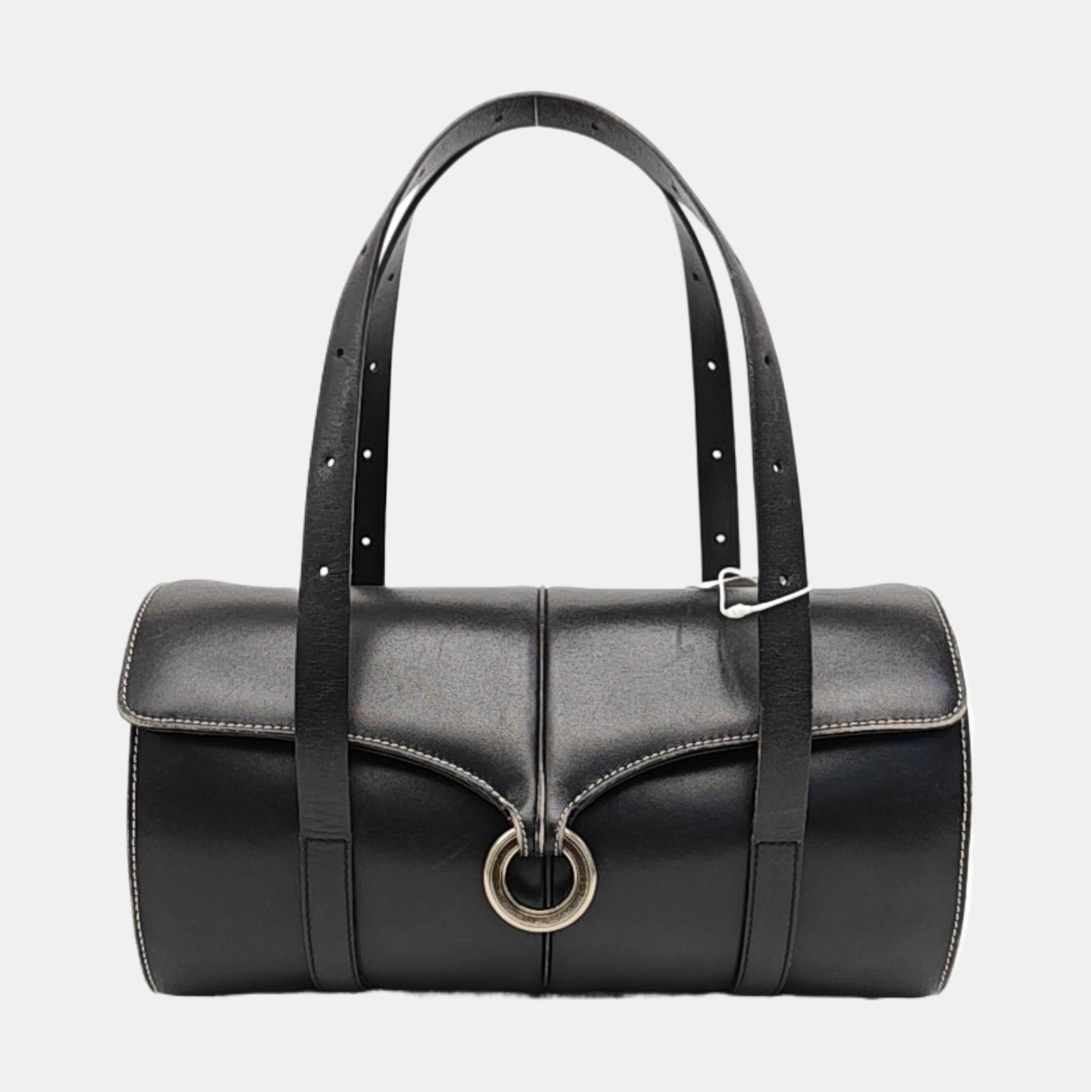 Calfskin Top Handle Bag Black