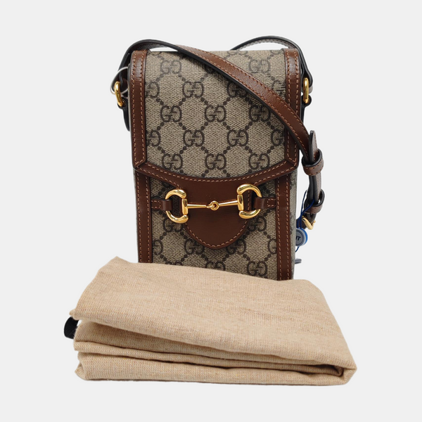 Authenticated pre-owned  Horsebit 1955 Mini Coated Canvas Beige - Shoulder Bag at Looply