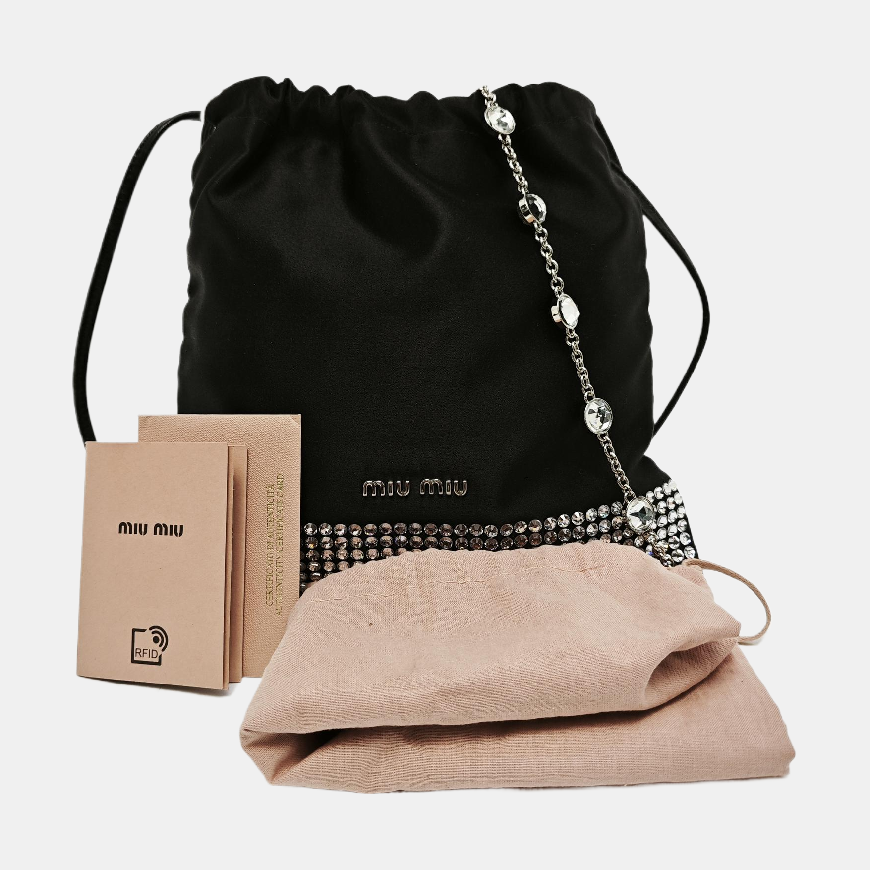 Silk Satin Shoulder Bag Black