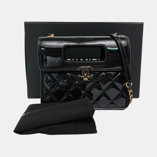 Mini Quilted Patent Leather Black
