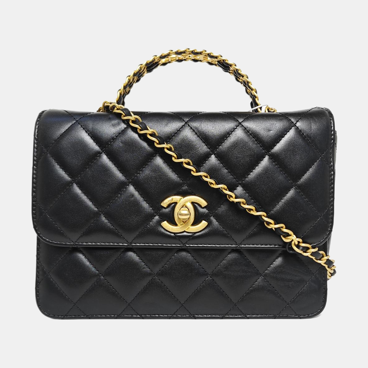 Quilted Calfskin Shoulder Bag Small Black
