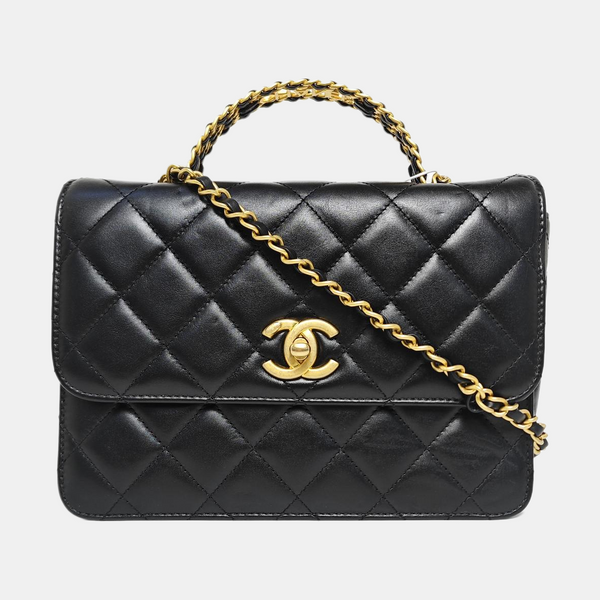 Quilted Calfskin Shoulder Bag Small Black