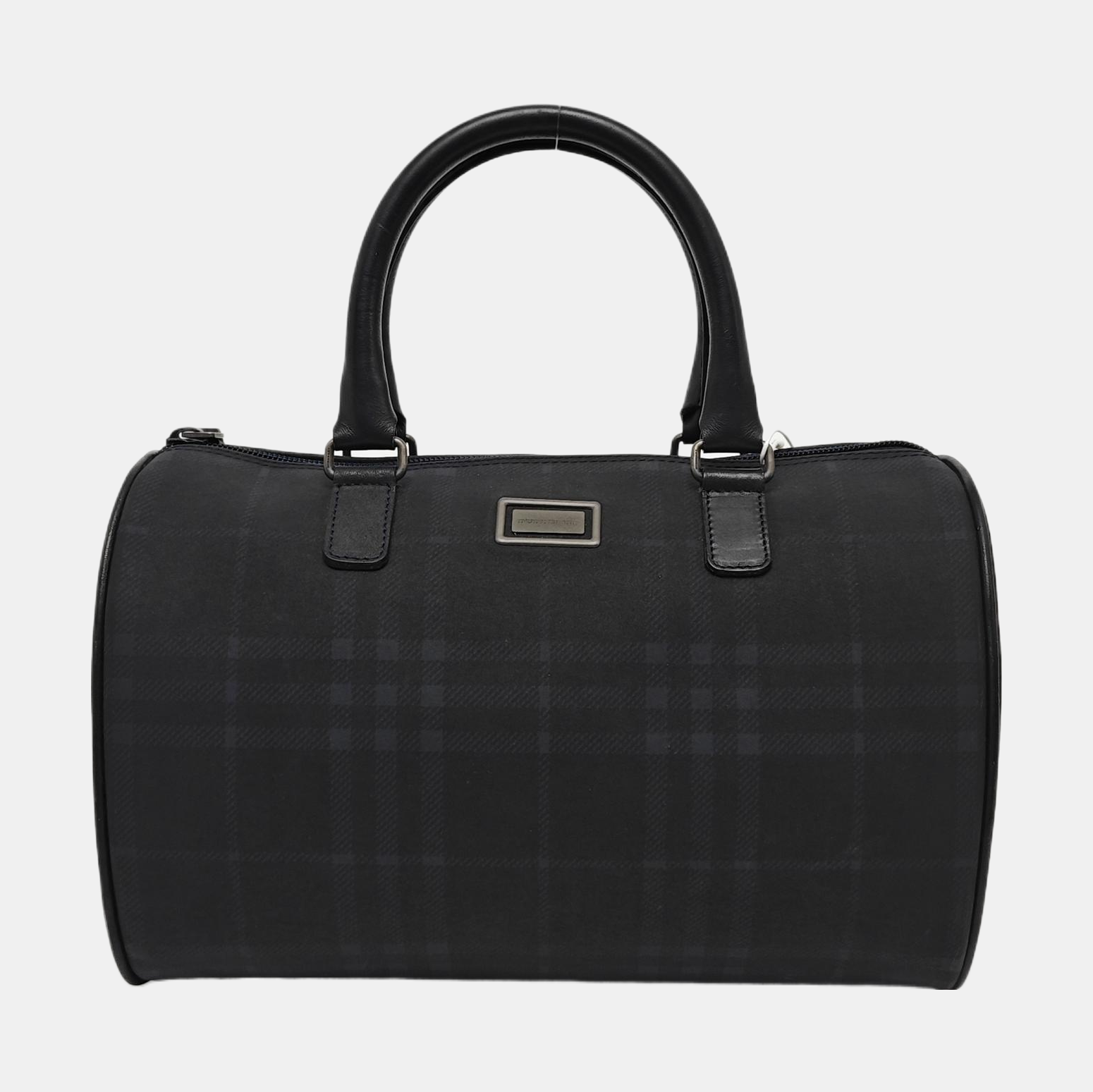 Coated Canvas Top Handle Bag Black