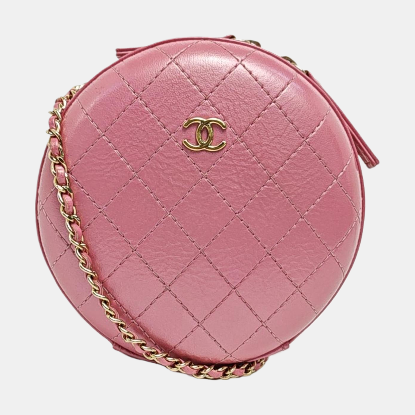ROUND Quilted Lambskin Pink