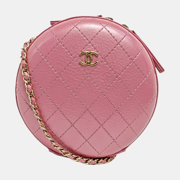 ROUND Quilted Lambskin Pink