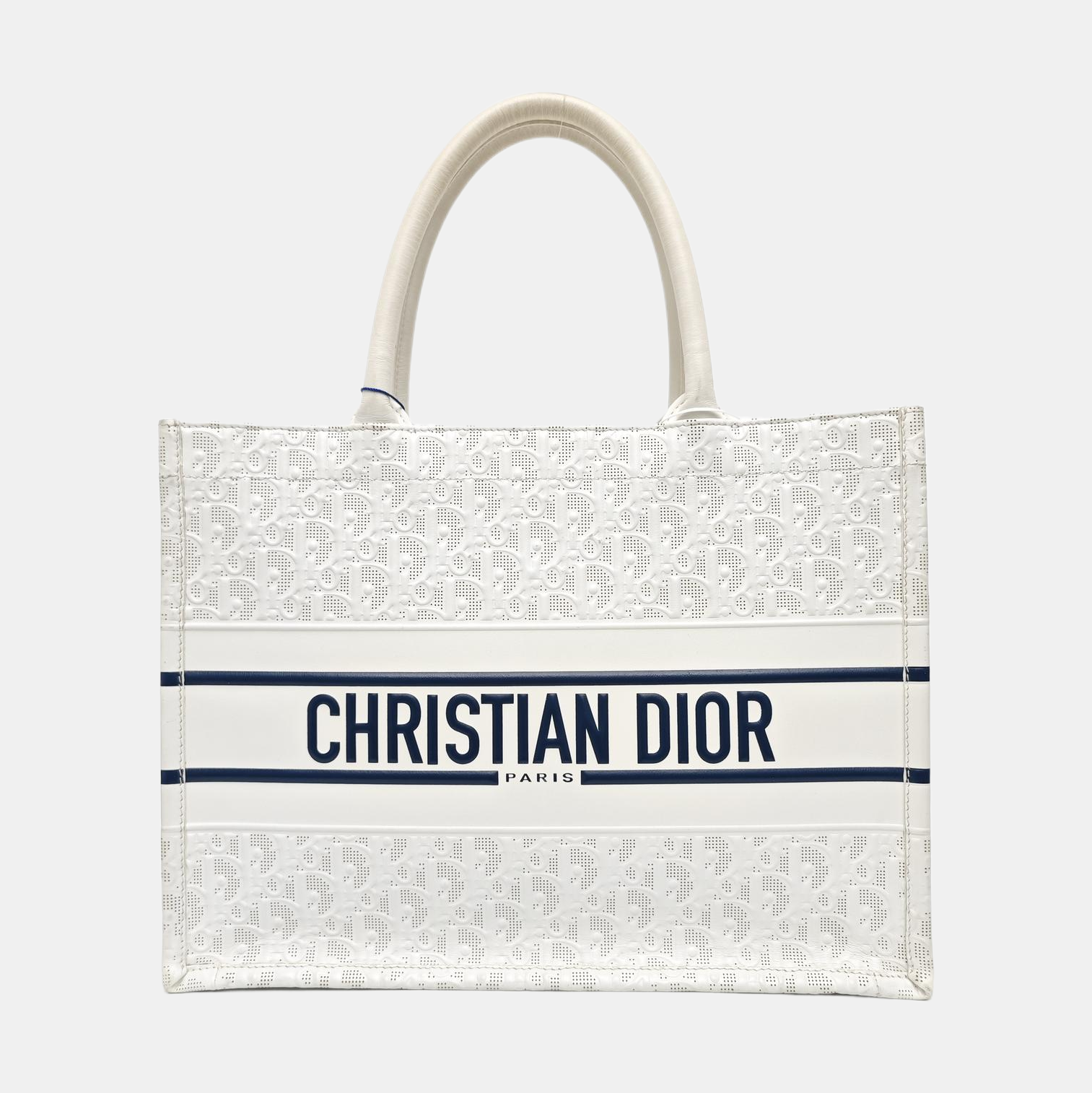 Book Tote Medium Oblique Calfskin White
