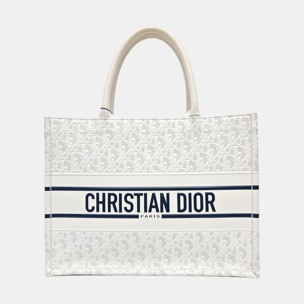 Book Tote Medium Oblique Calfskin White