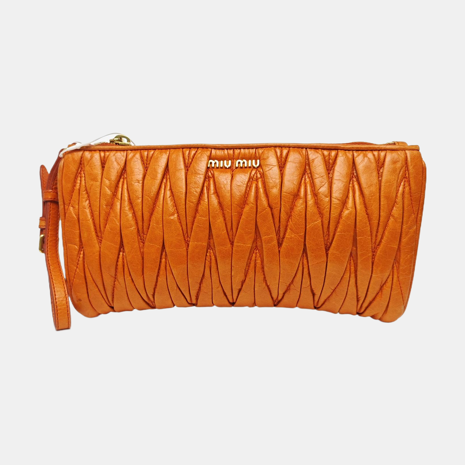Quilted Lambskin Clutch Orange