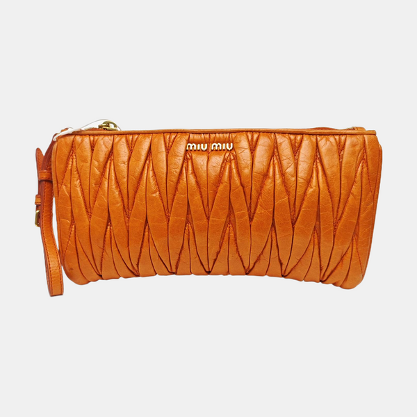 Quilted Lambskin Clutch Orange