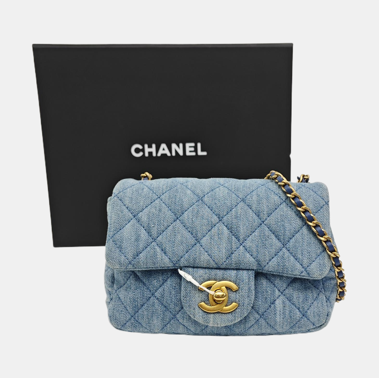 CLASSIC FLAP Mini Quilted Denim Blue