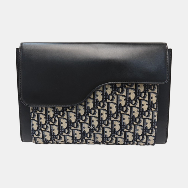 Oblique Canvas Clutch Blue