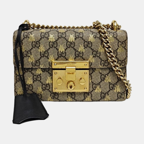 Candado pequeño Monogram lona revestida beige