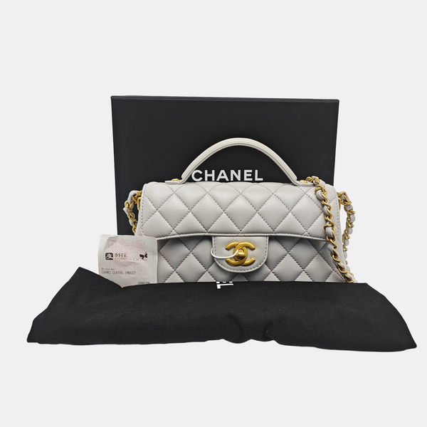 Quilted Calfskin Shoulder Bag Gray