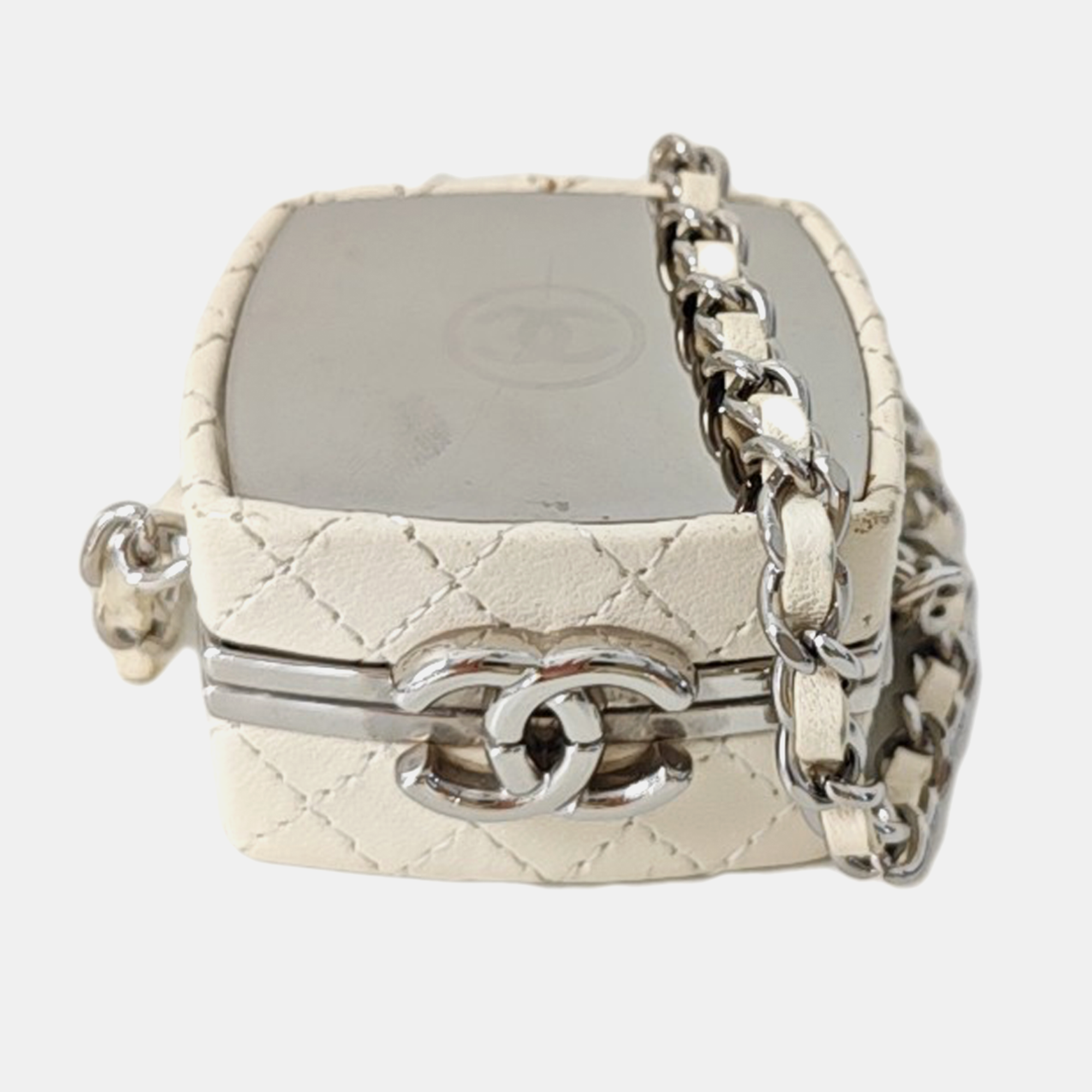 Quilted Lambskin Shoulder Bag White