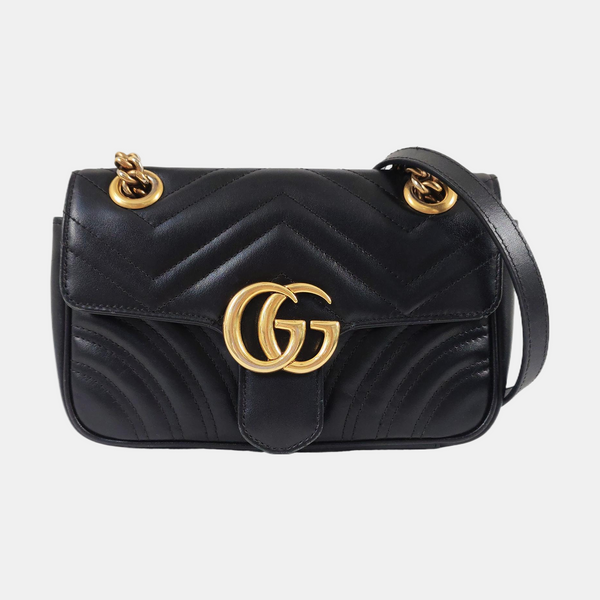GG Marmont Small Quilted Calfskin Black