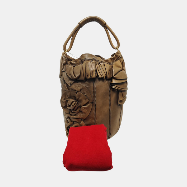 Lambskin Top Handle Bag Brown