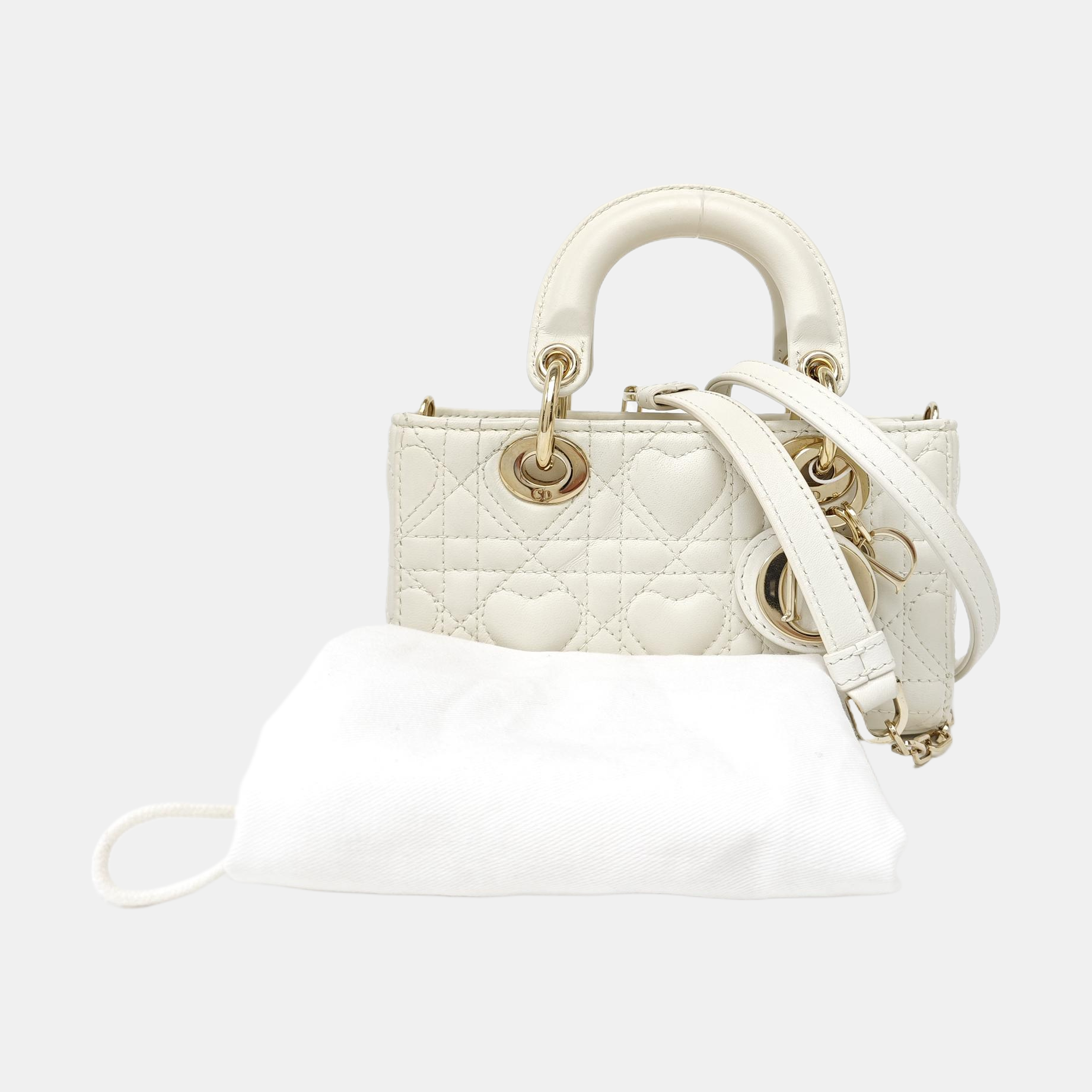 Lady D-Joy Super Mini Cannage Lambskin White