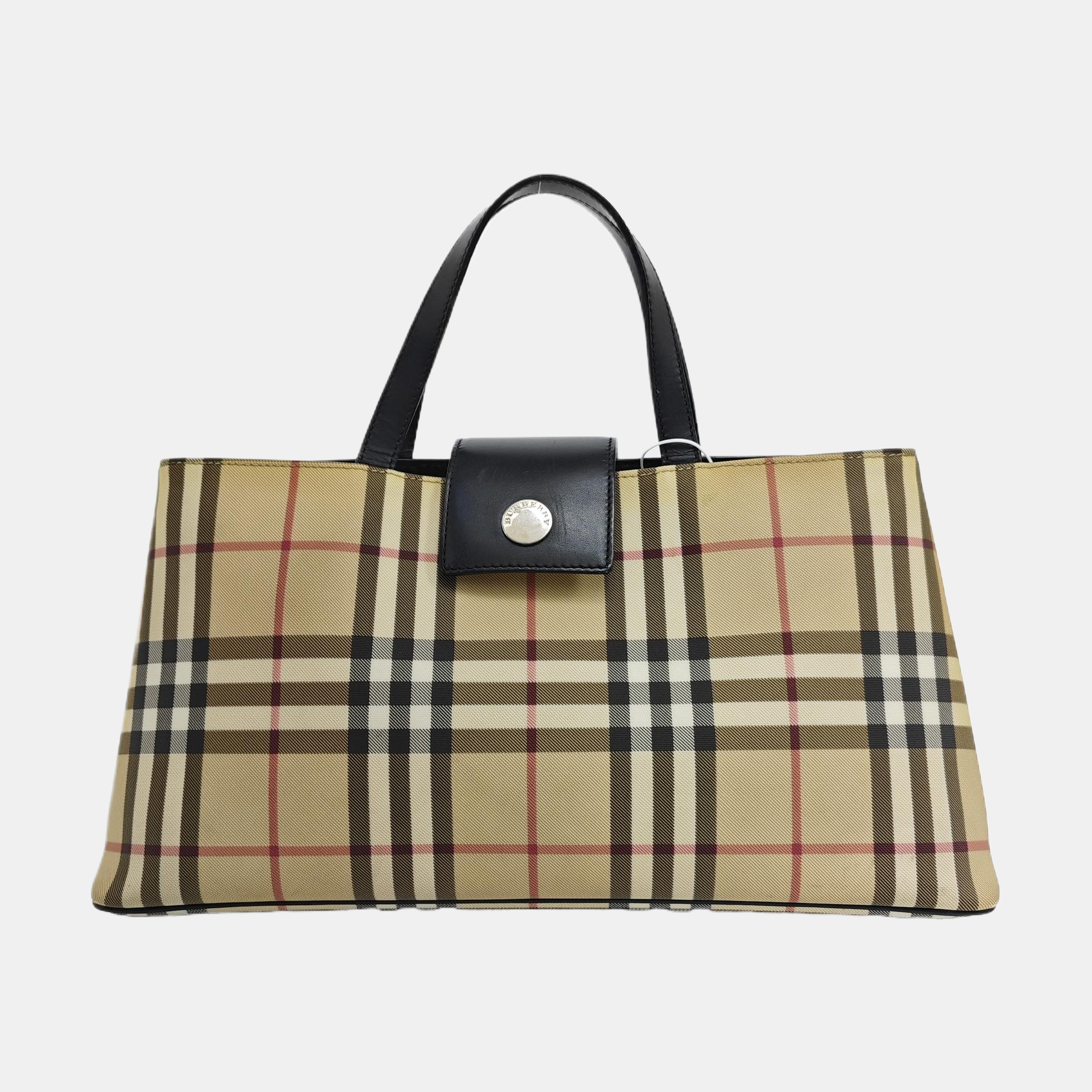 Coated Canvas Top Handle Bag Beige
