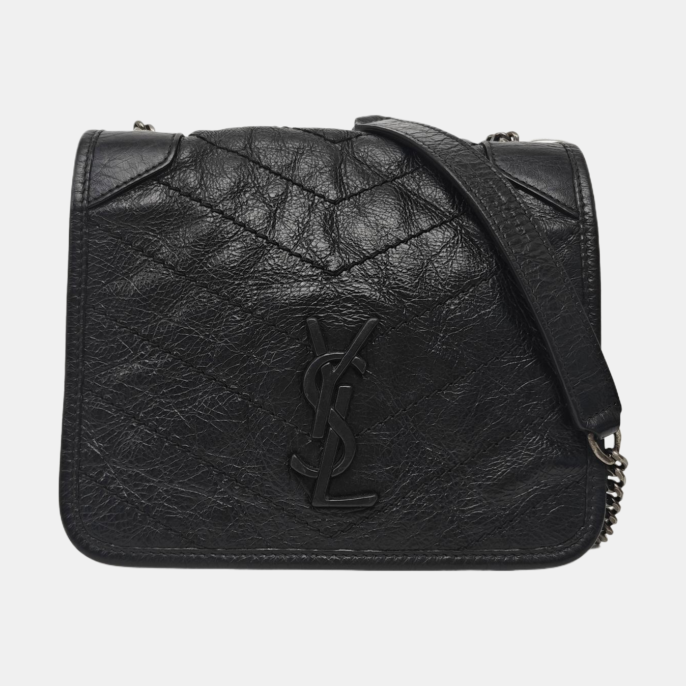 NIKI Mini Chevron Calfskin Black