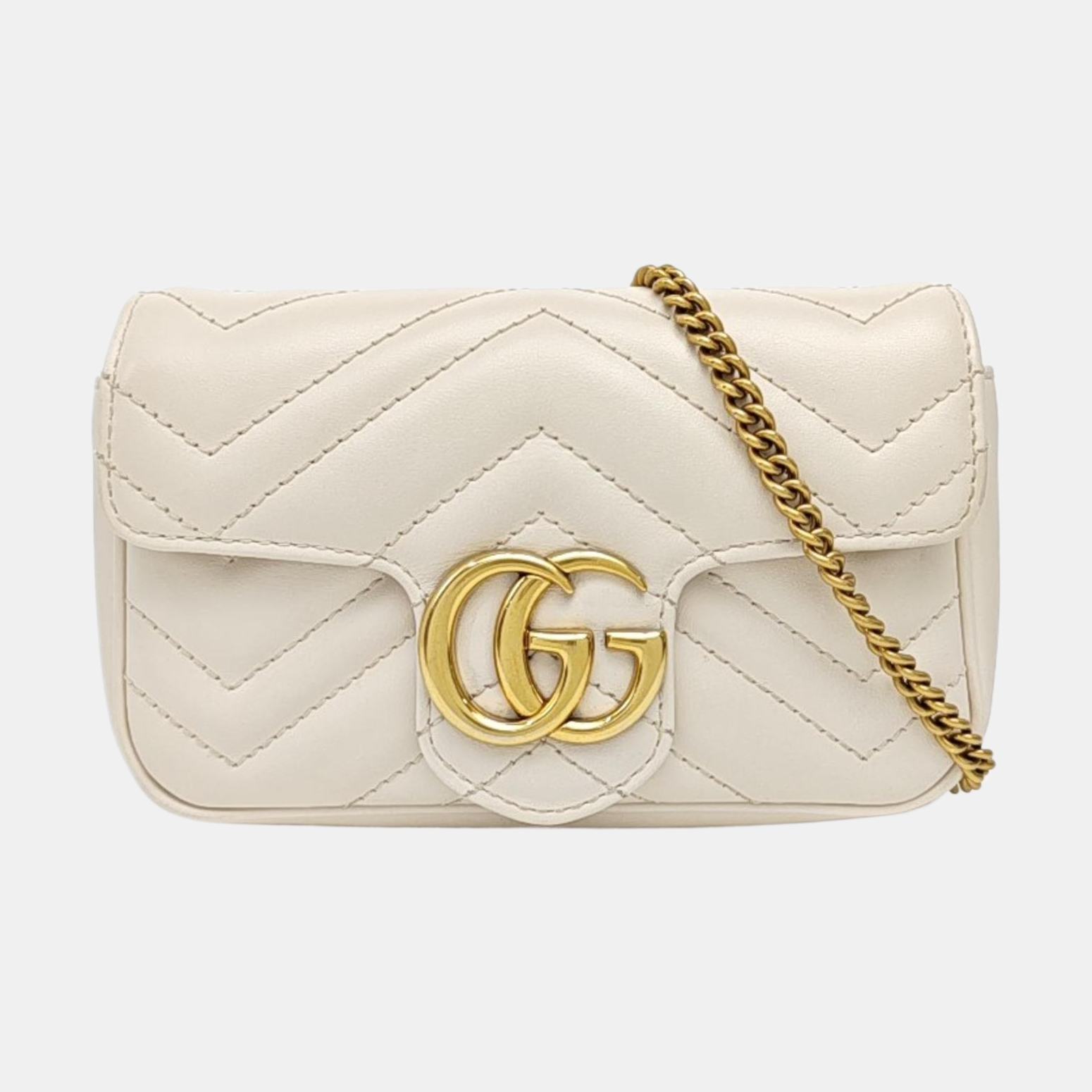 GG Marmont Mini Quilted Calfskin White