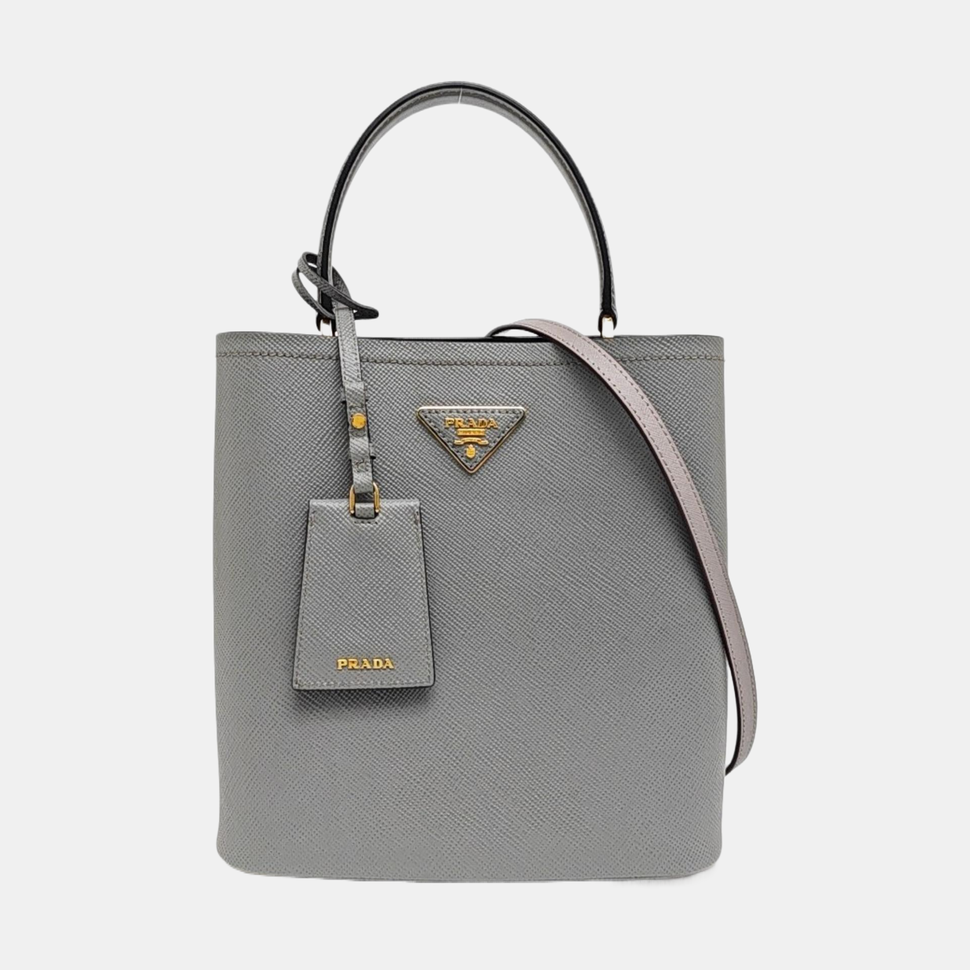 Panier Medium Saffiano Calfskin Gray