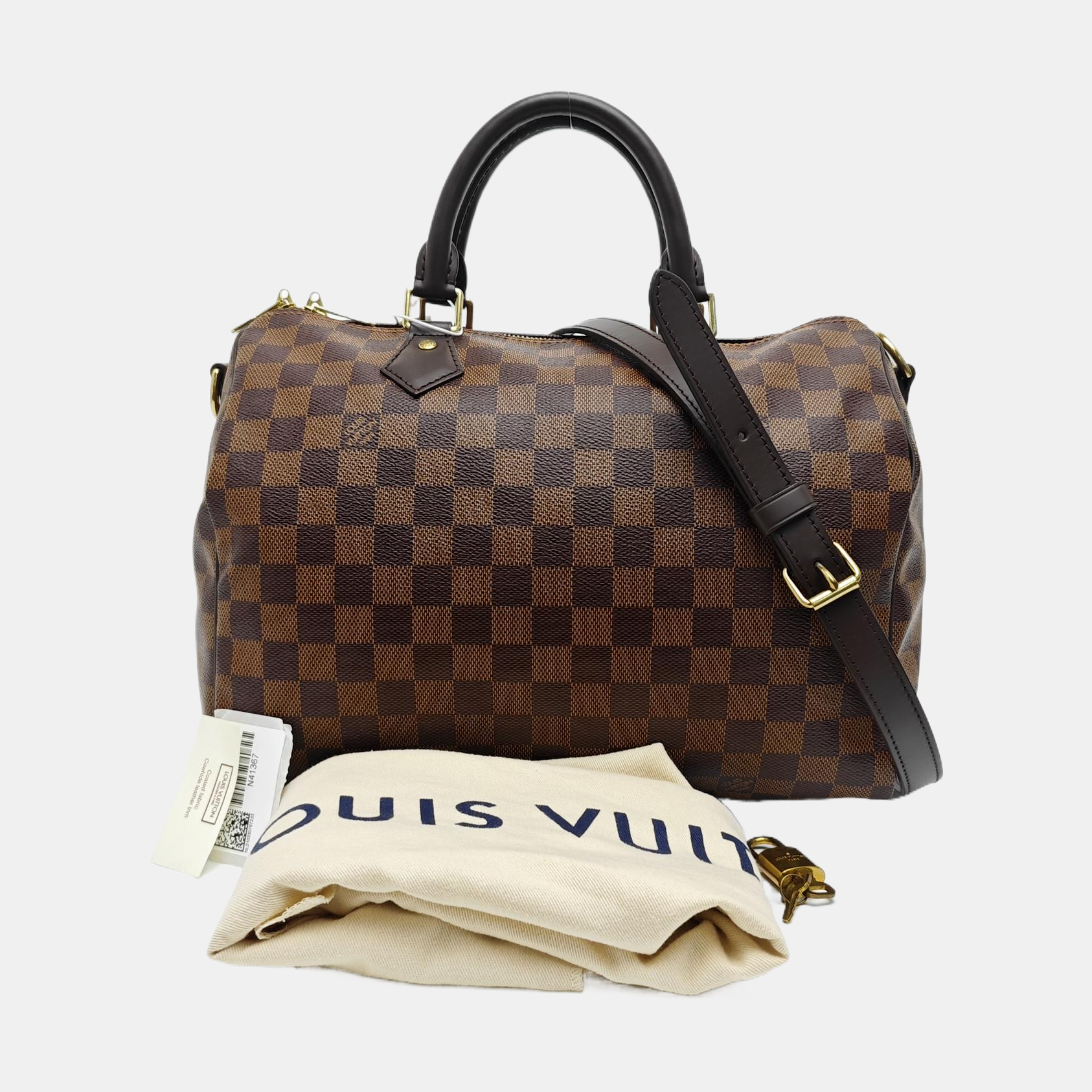 SPEEDY 30 Damier Ebene Coated Canvas Brown