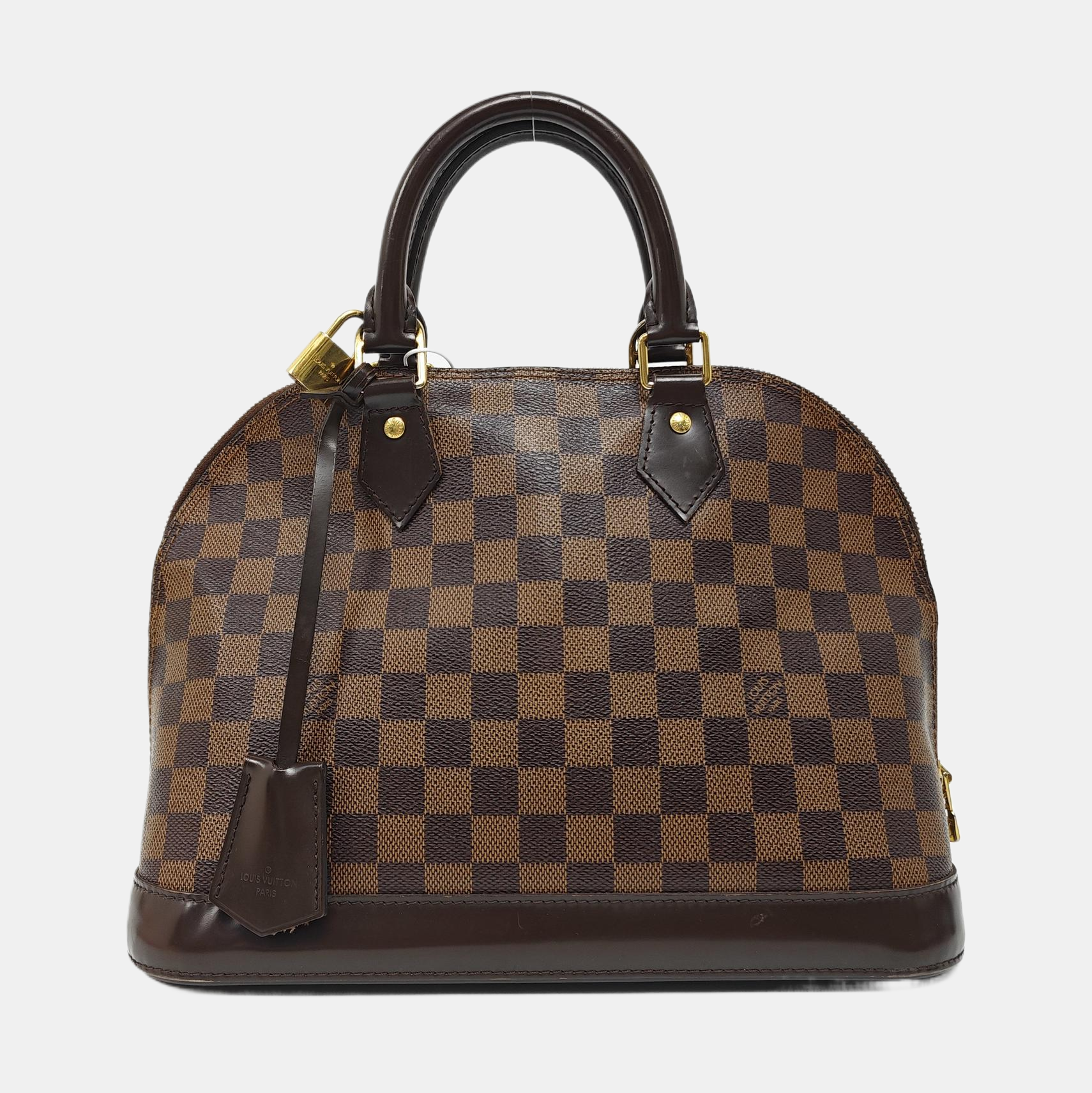 Authenticated pre-owned  ALMA PM Damier Ebene Coated Canvas Brown - Top Handle Bag at Looply