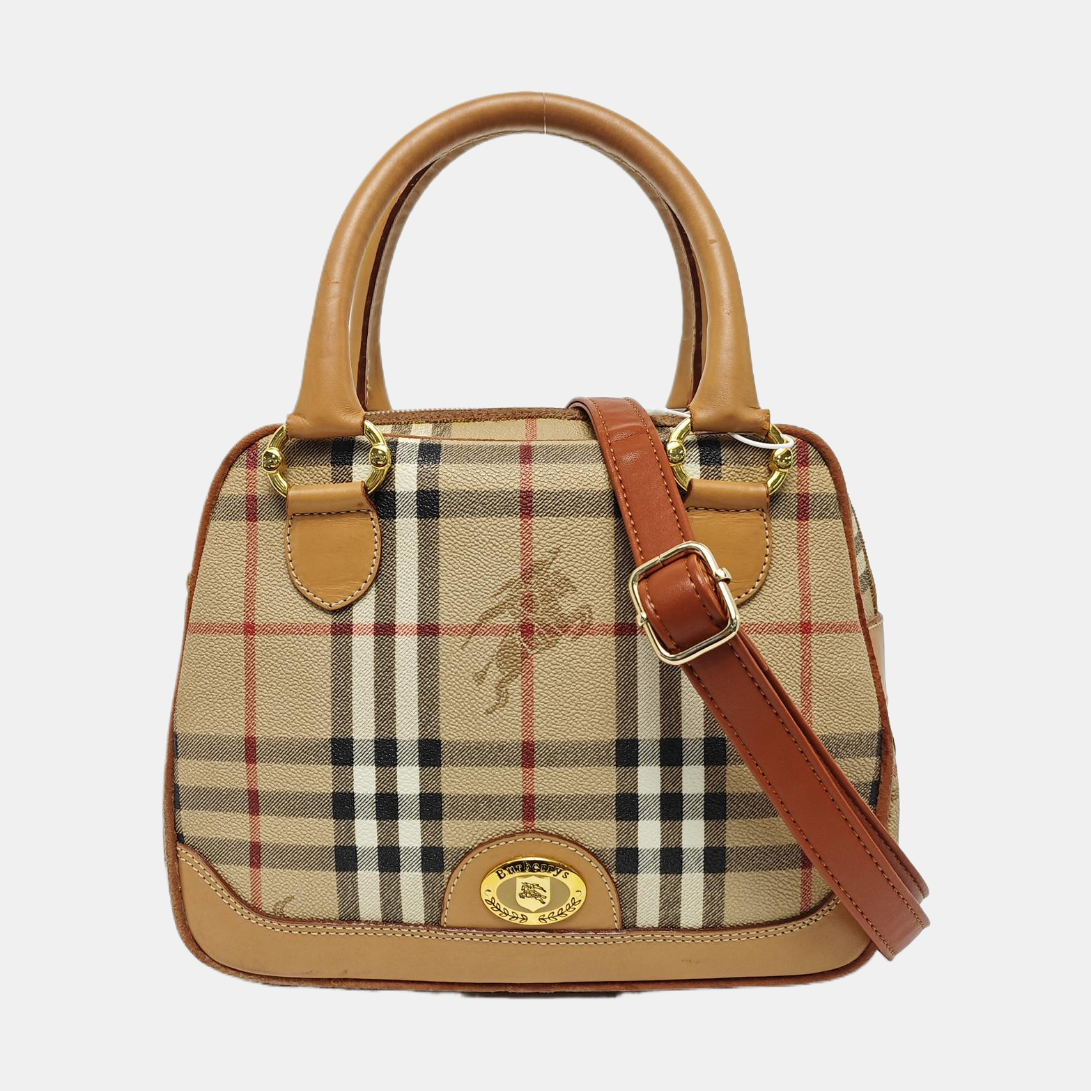 Coated Canvas Shoulder Bag Brown