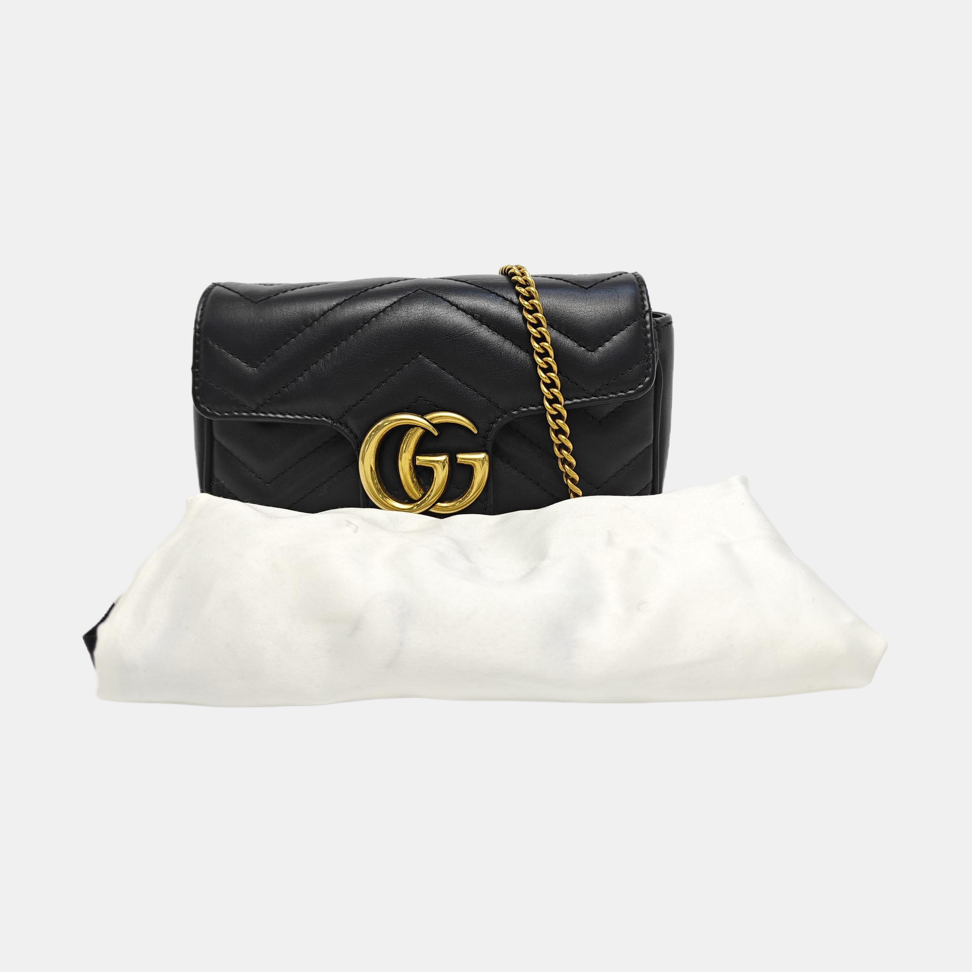 GG Marmont Mini Quilted Calfskin Black