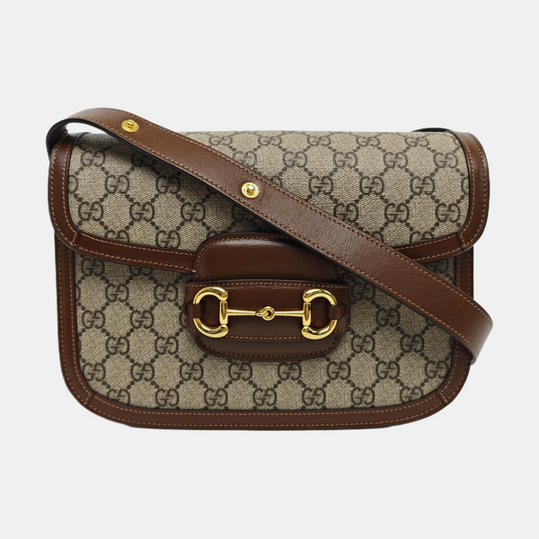 Horsebit 1955 Medium Monogram Coated Canvas Beige