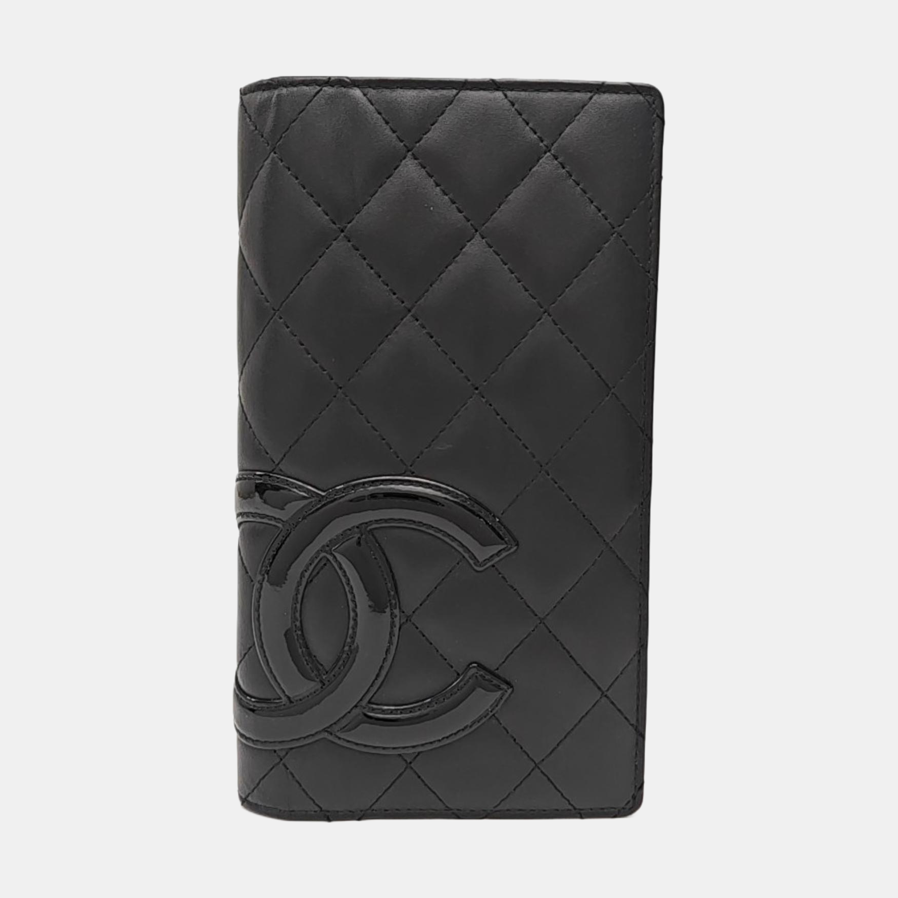 CAMBON Quilted Calfskin Black Wallet