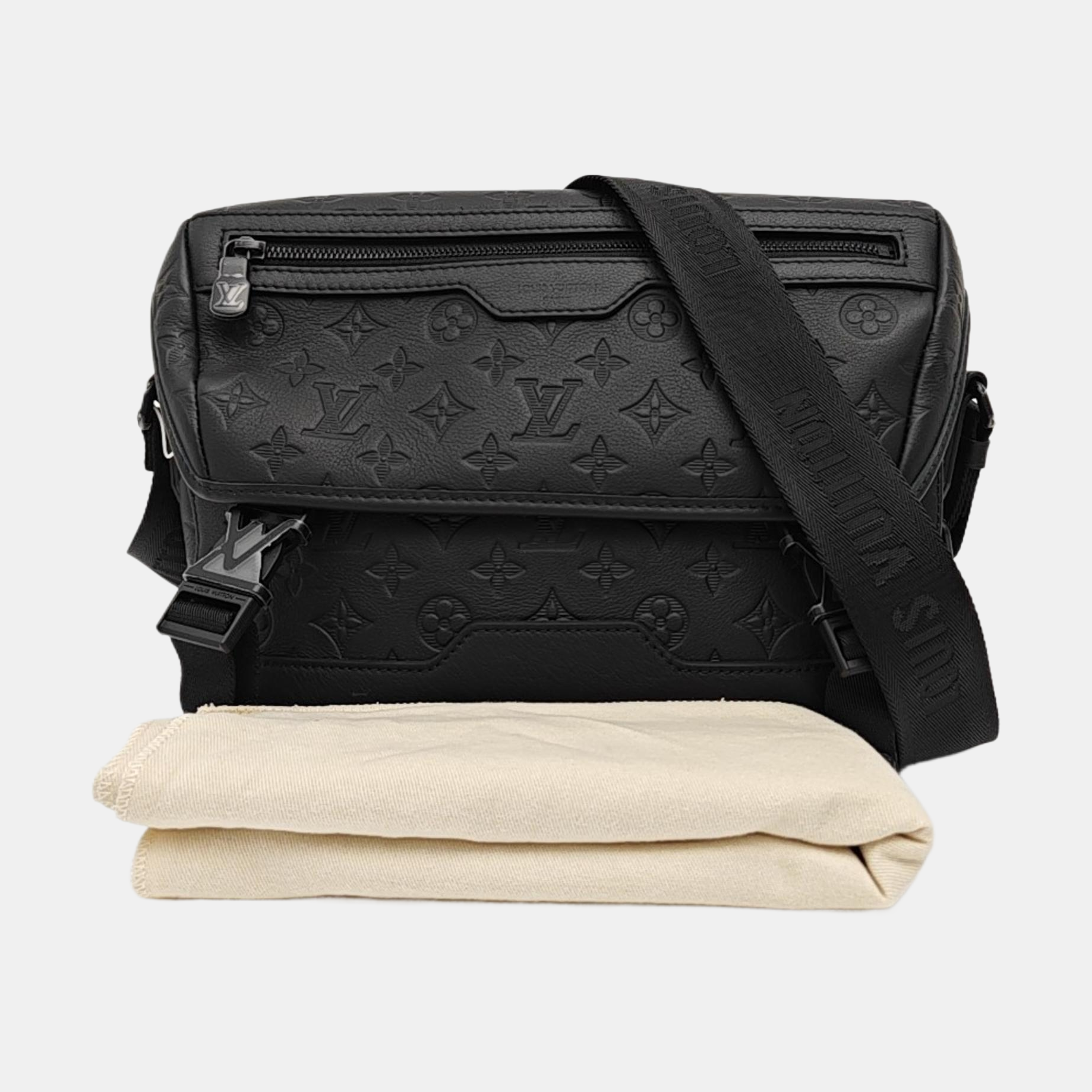 Monogram Calfskin Shoulder Bag Black