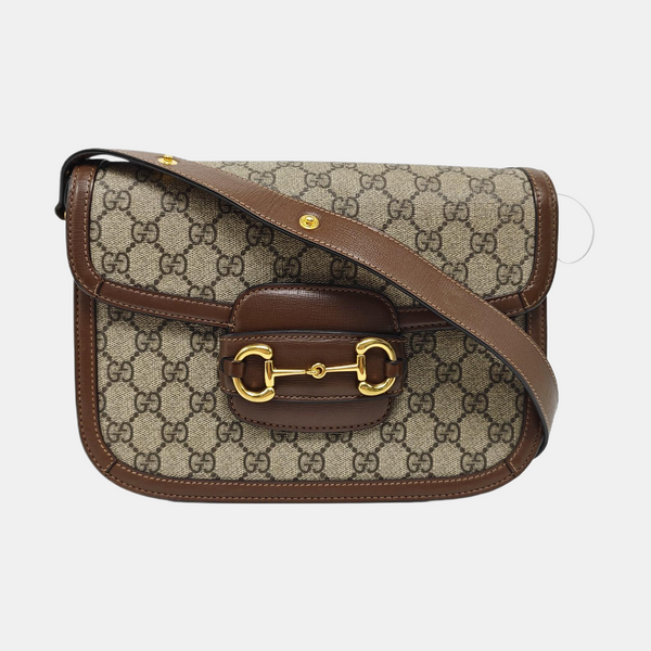 Horsebit 1955 Medium Monogram Coated Canvas Beige