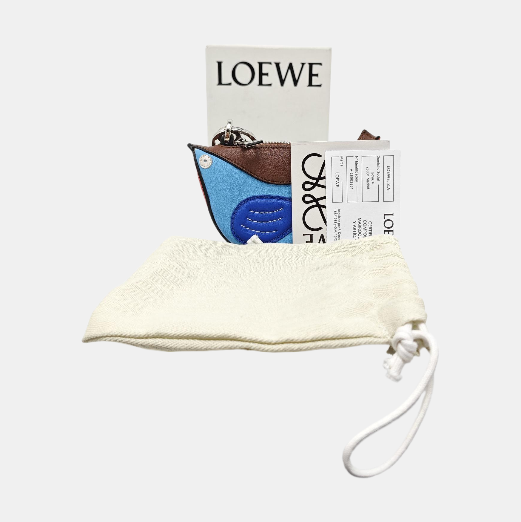Animals Calfskin Blue Key Pouch