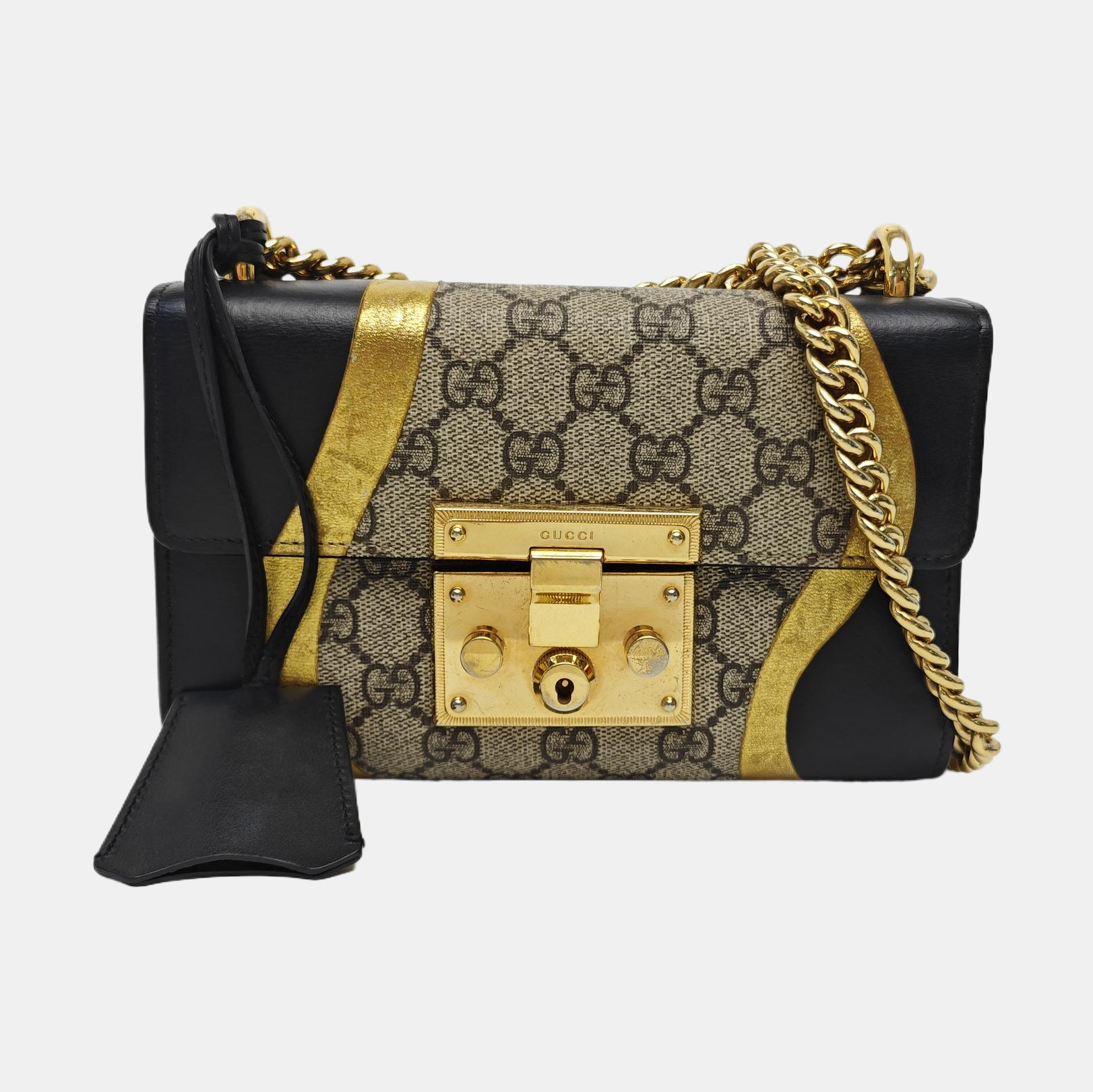 Padlock Small Monogram Coated Canvas Beige