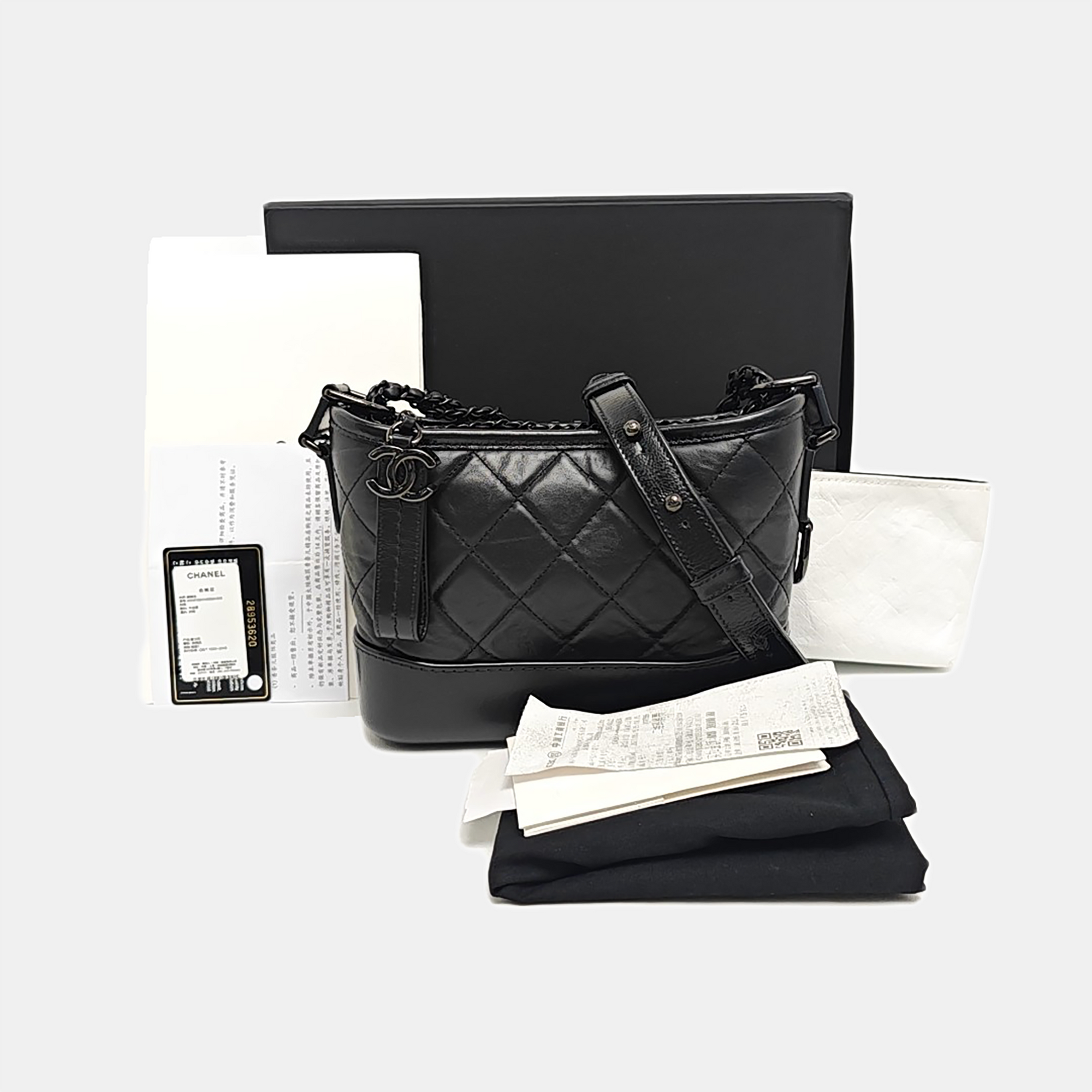 GABRIELLE Small Quilted Calfskin Black