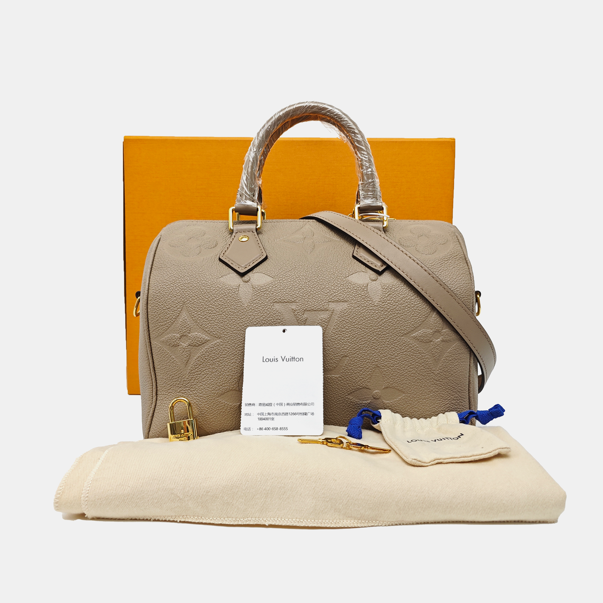 SPEEDY 25 Monogram Calfskin Beige