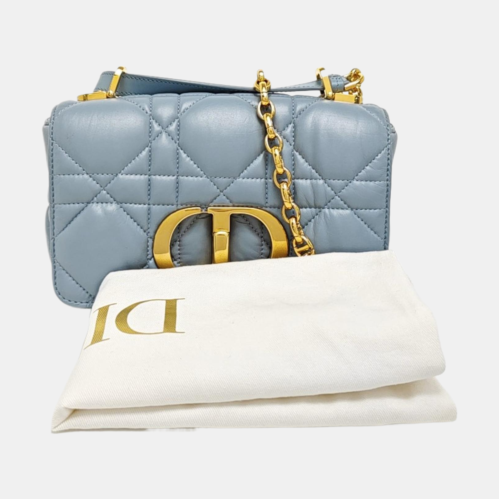 Dior Caro Small Quilted Calfskin Blue