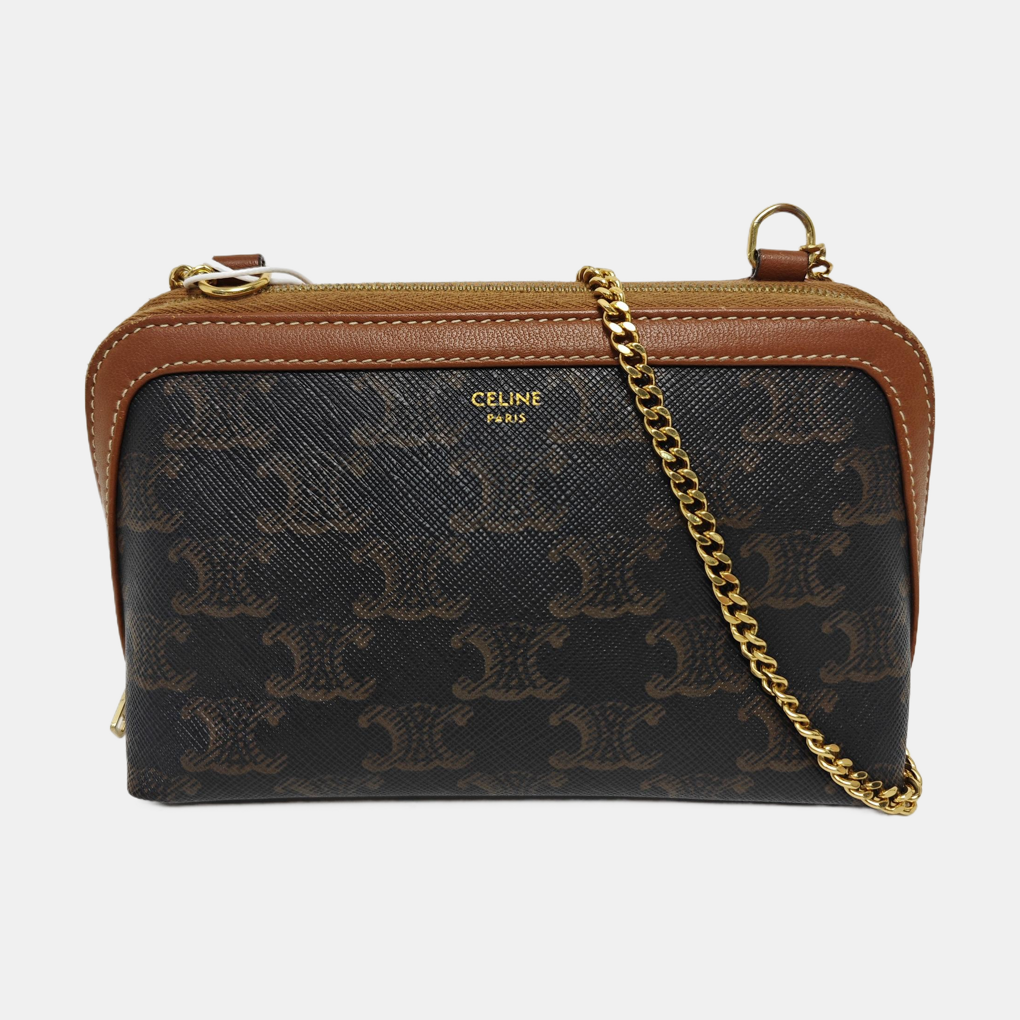 Authenticated pre-owned  TRIOMPHE CANVAS Mini Coated Canvas Brown - Shoulder Bag at Looply