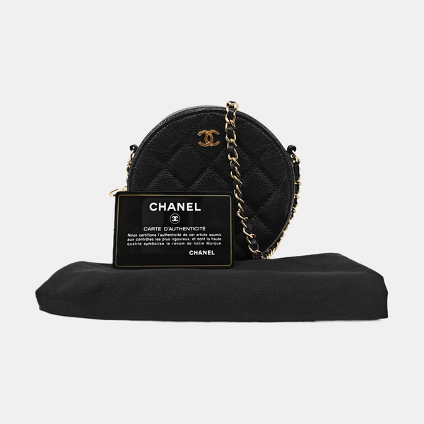 ROUND Quilted Grained Calfskin Black