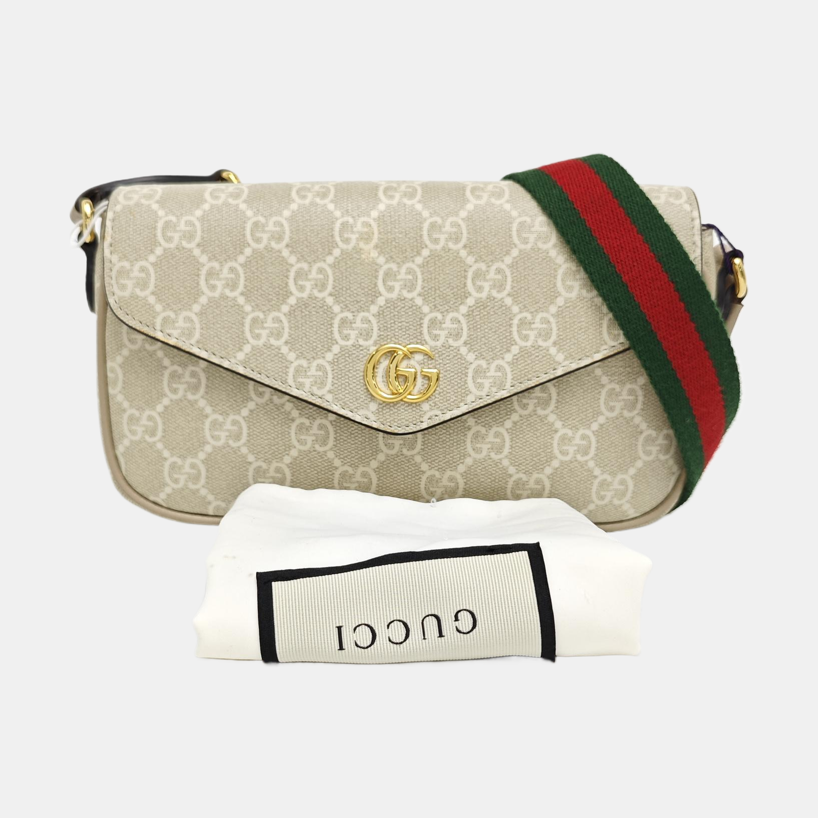 Ophidia Small Monogram Coated Canvas Beige