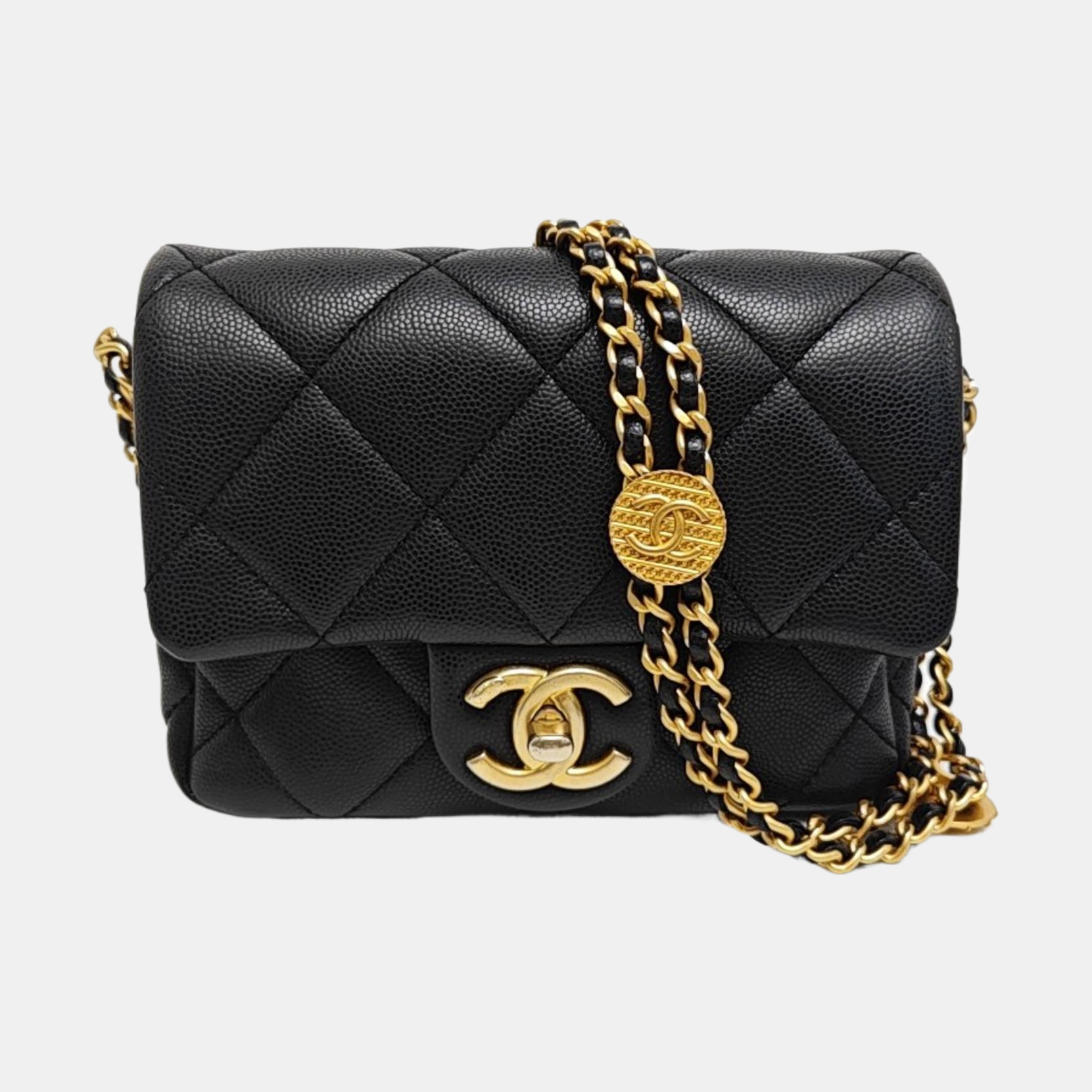 CLASSIC FLAP Mini Quilted Grained Calfskin Black