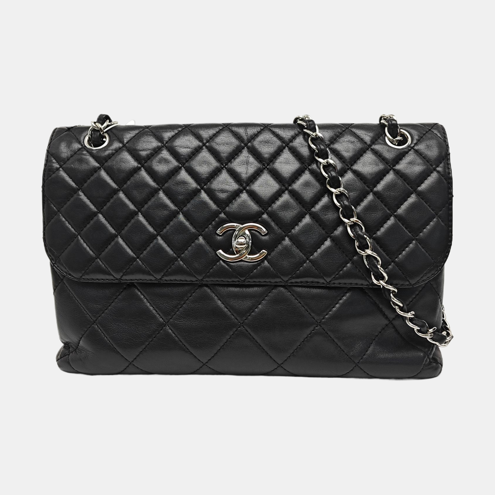 Quilted Calfskin Shoulder Bag Black