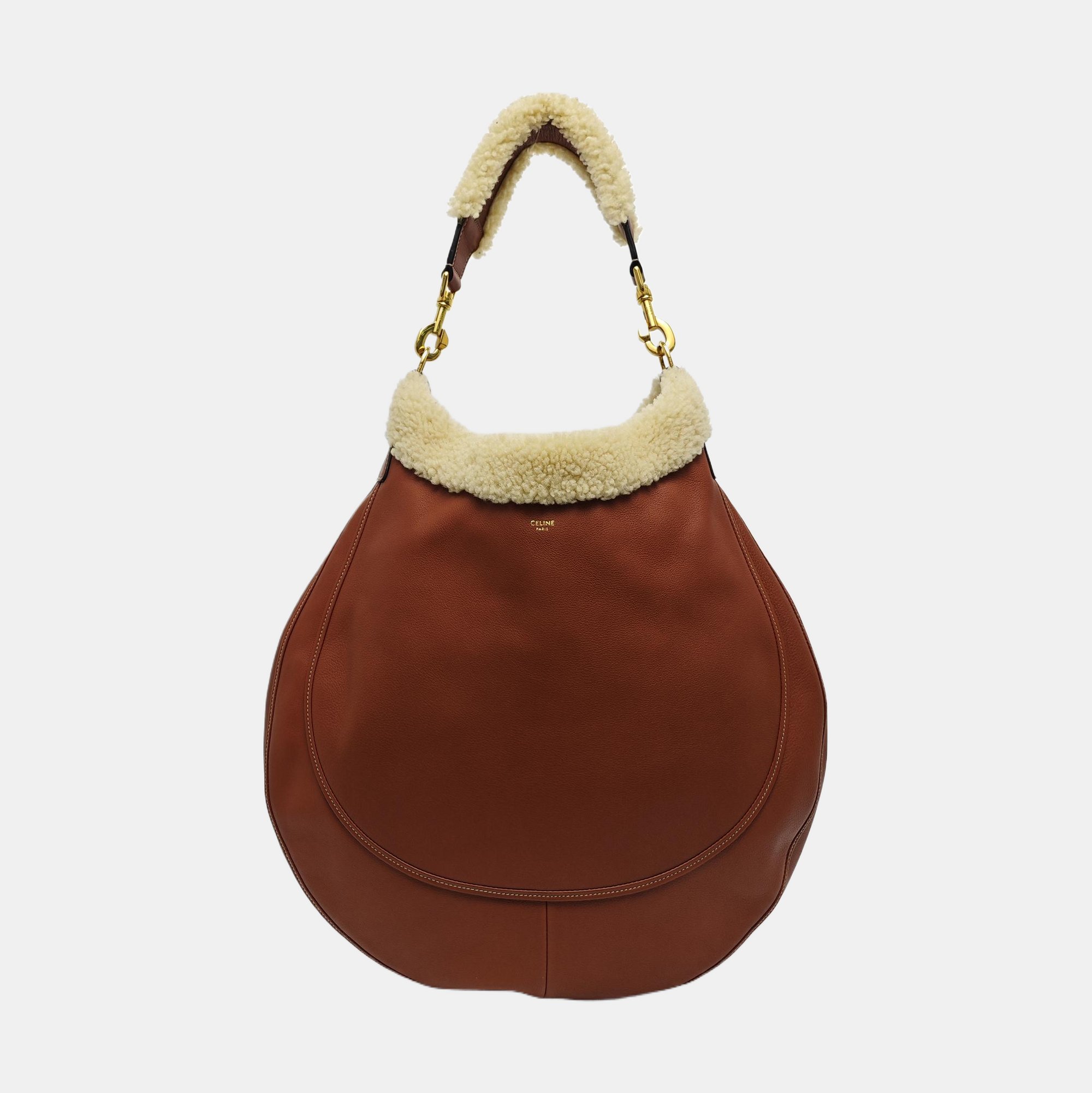 Calfskin Top Handle Bag Brown